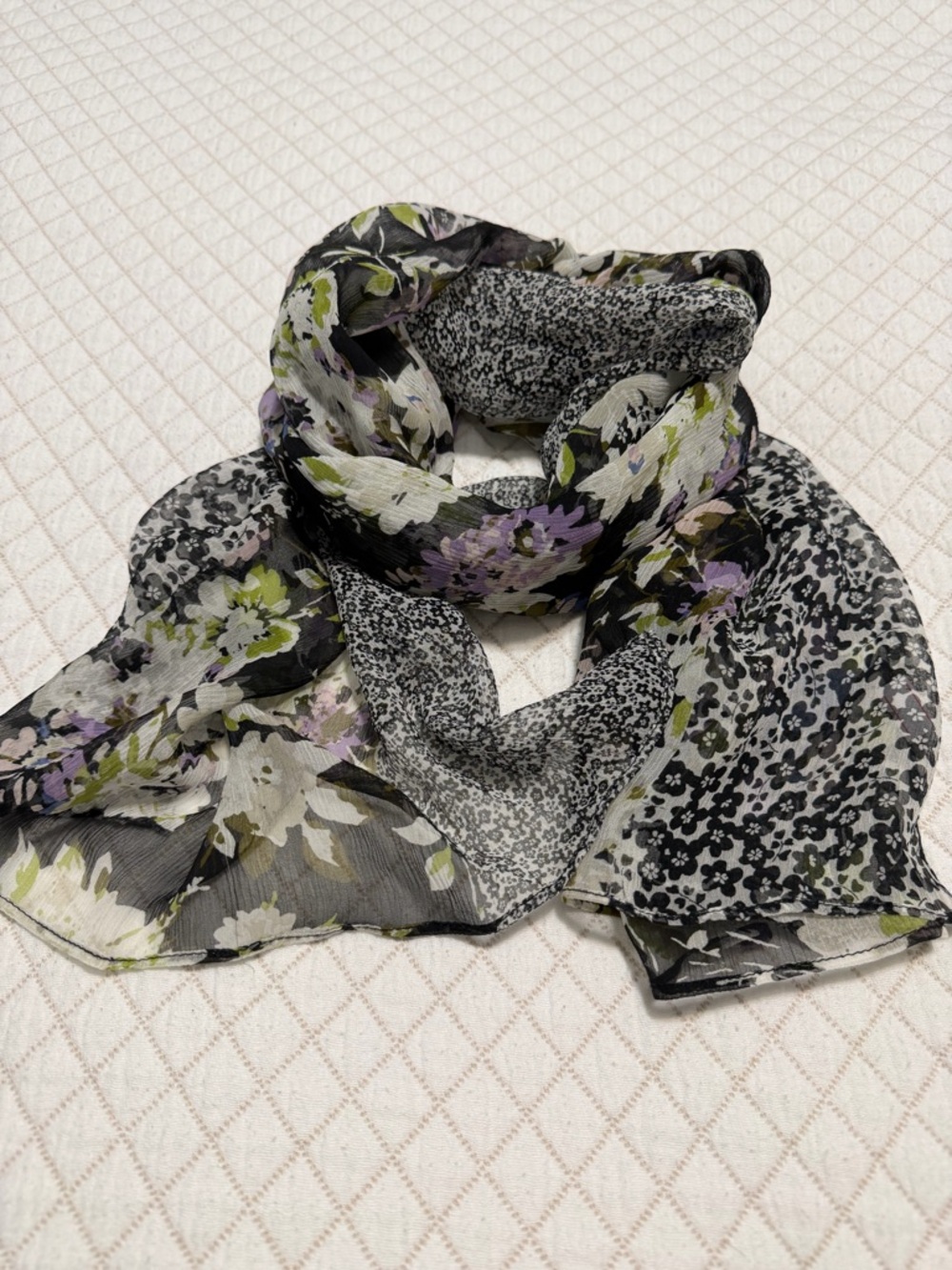 J. Jill Wearever 100% Silk Mixed Floral Scarf Oblong